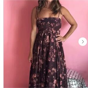 Olivaceous burgundy floral maxi dress